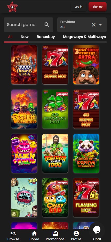 CasinoStars mobile lobby