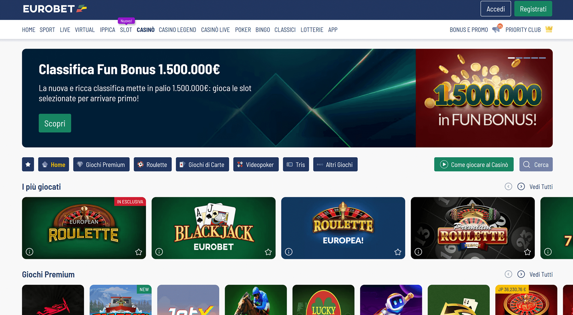 10. Eurobet- Scelta affidabile del casinò EcoVoucher